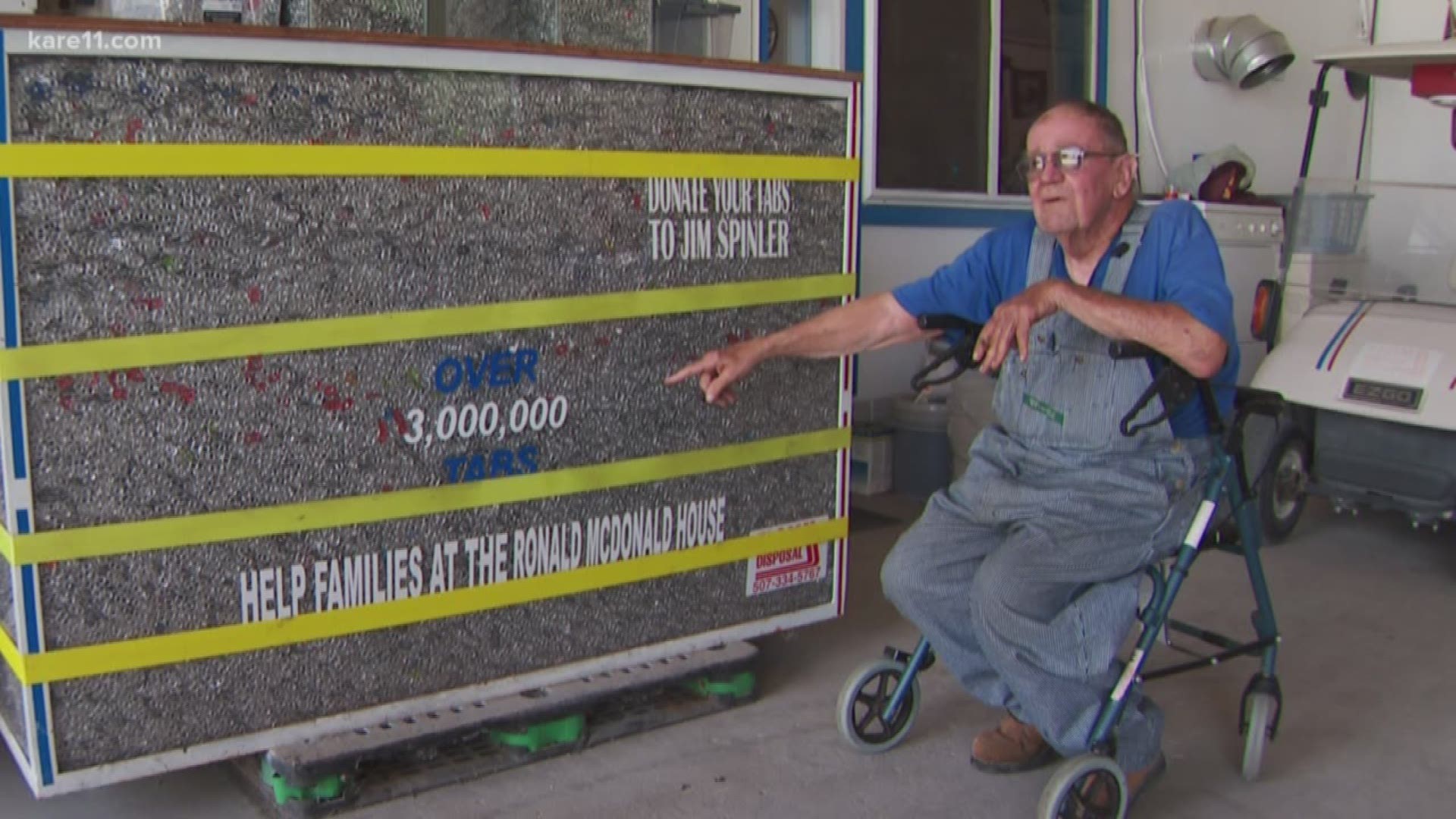 Jim Spinler has spent 30 years amassing, literally, a ton of pop tabs - more than 3 million in all. Ronald McDonald House is about to get a big delivery. https://kare11.tv/2voCvqQ