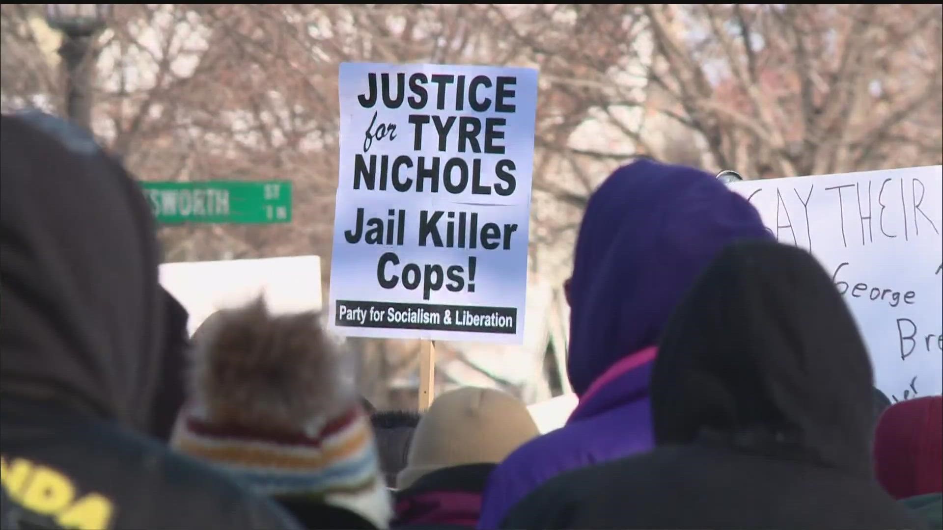 Several local groups who attended the march said it was in solidarity with the family of Tyre Nichols.