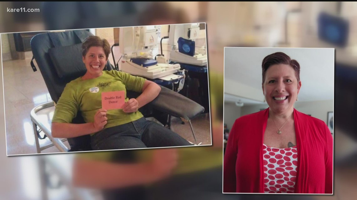 After blood donations saved her life, Minnesota woman pays it forward