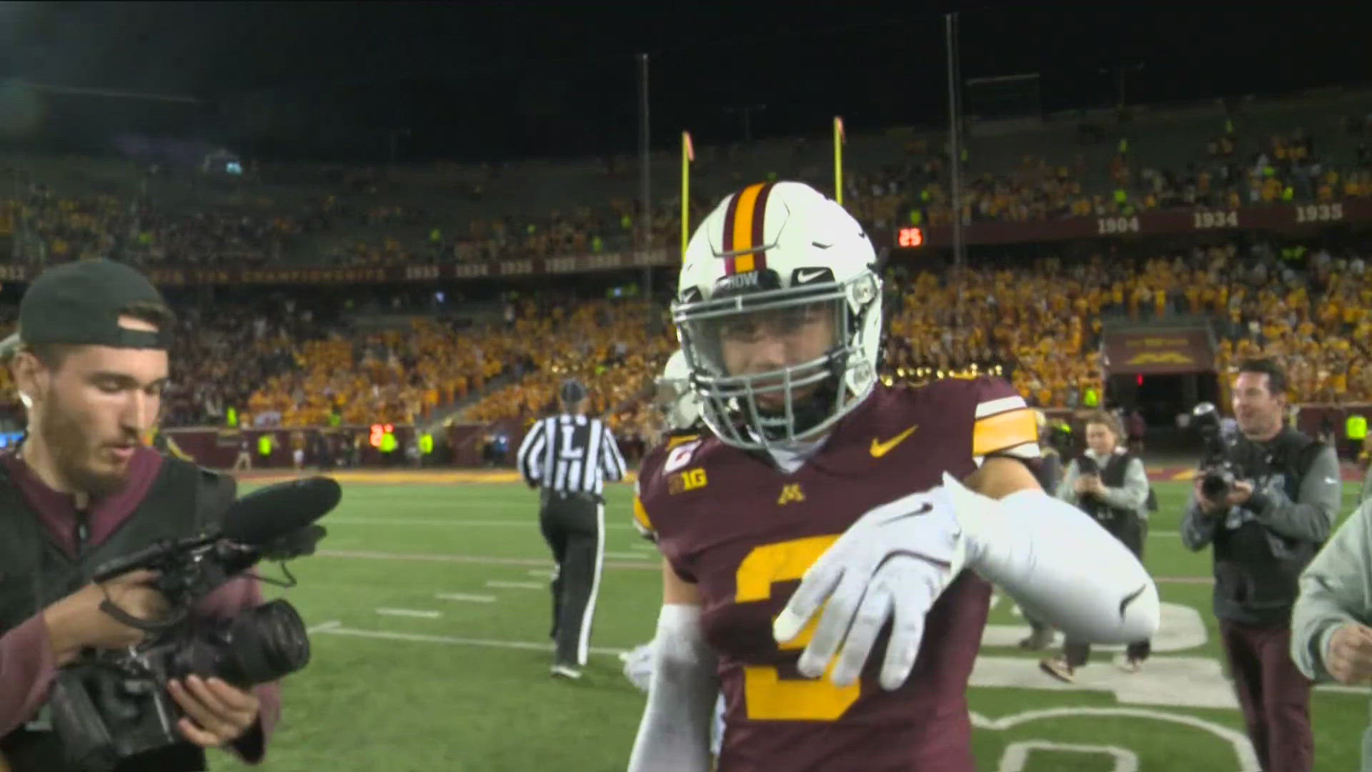 Koi Perich returned an interception for the go-ahead touchdown in the fourth quarter and Minnesota held on to defeat Purdue 27-20.