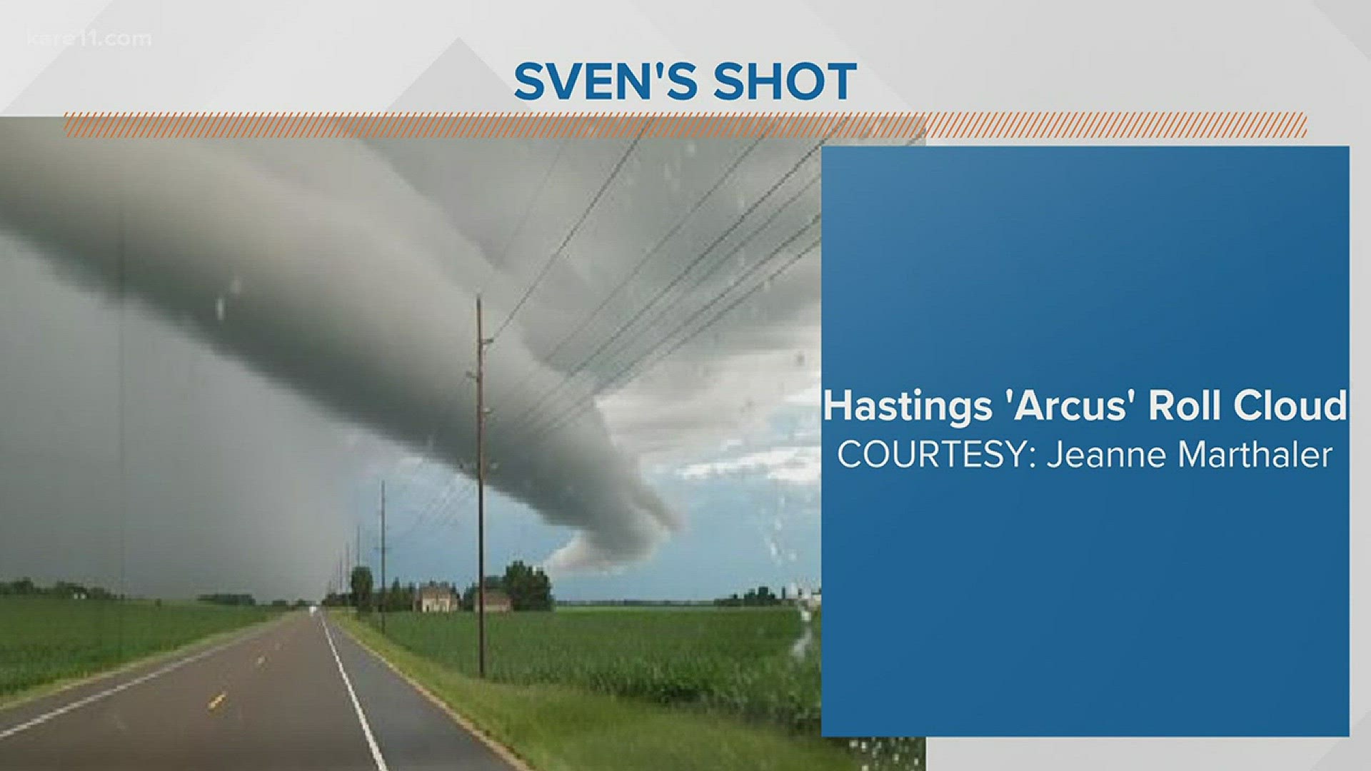 Thanks to Jeanne for sending this photo of an arcus roll cloud in Hastings over the weekend. http://kare11.tv/2iTedyz