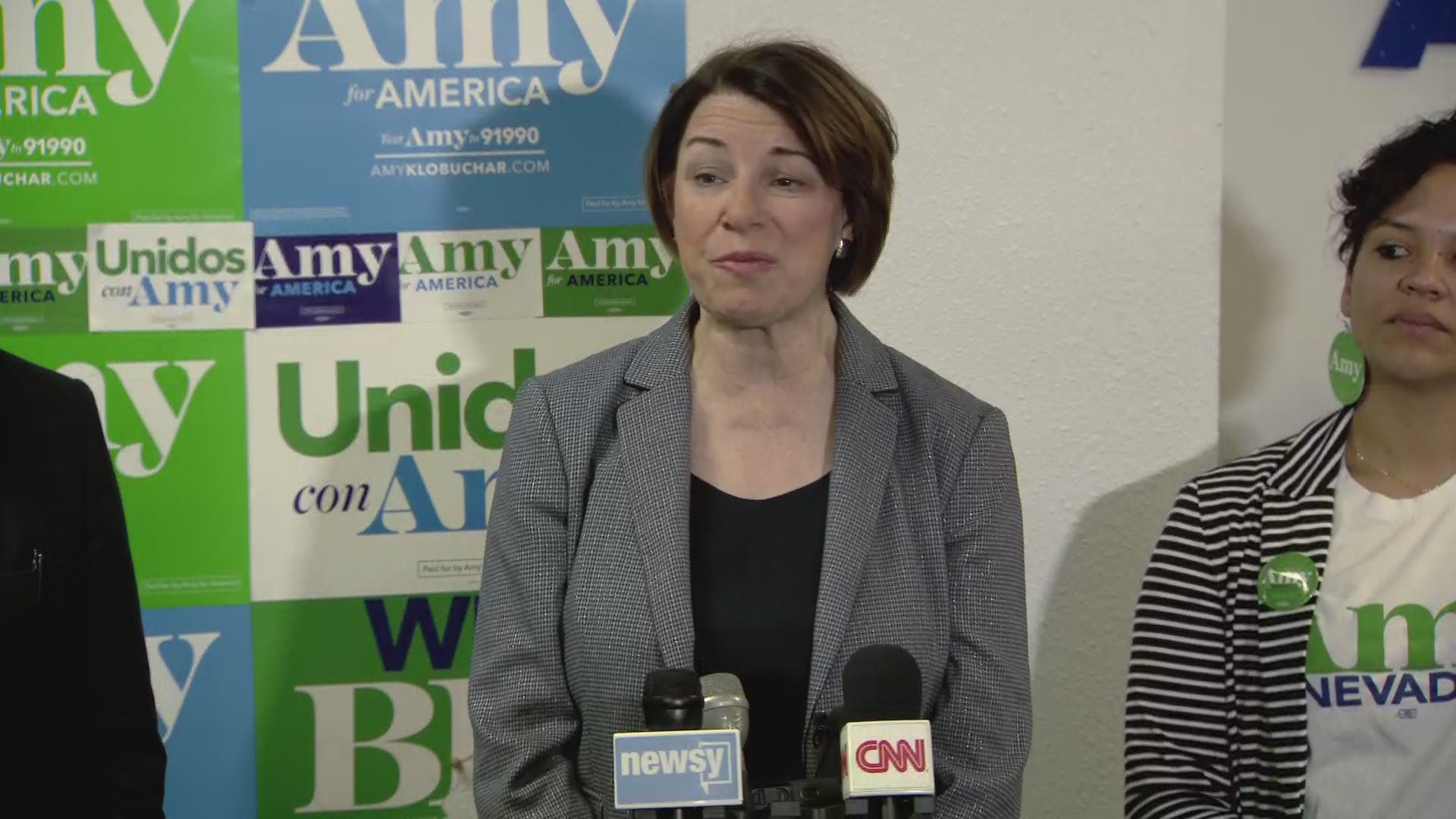 Amy Klobuchar speaks to volunteers about the importance of the presidential election, and why eletability is such a key factor