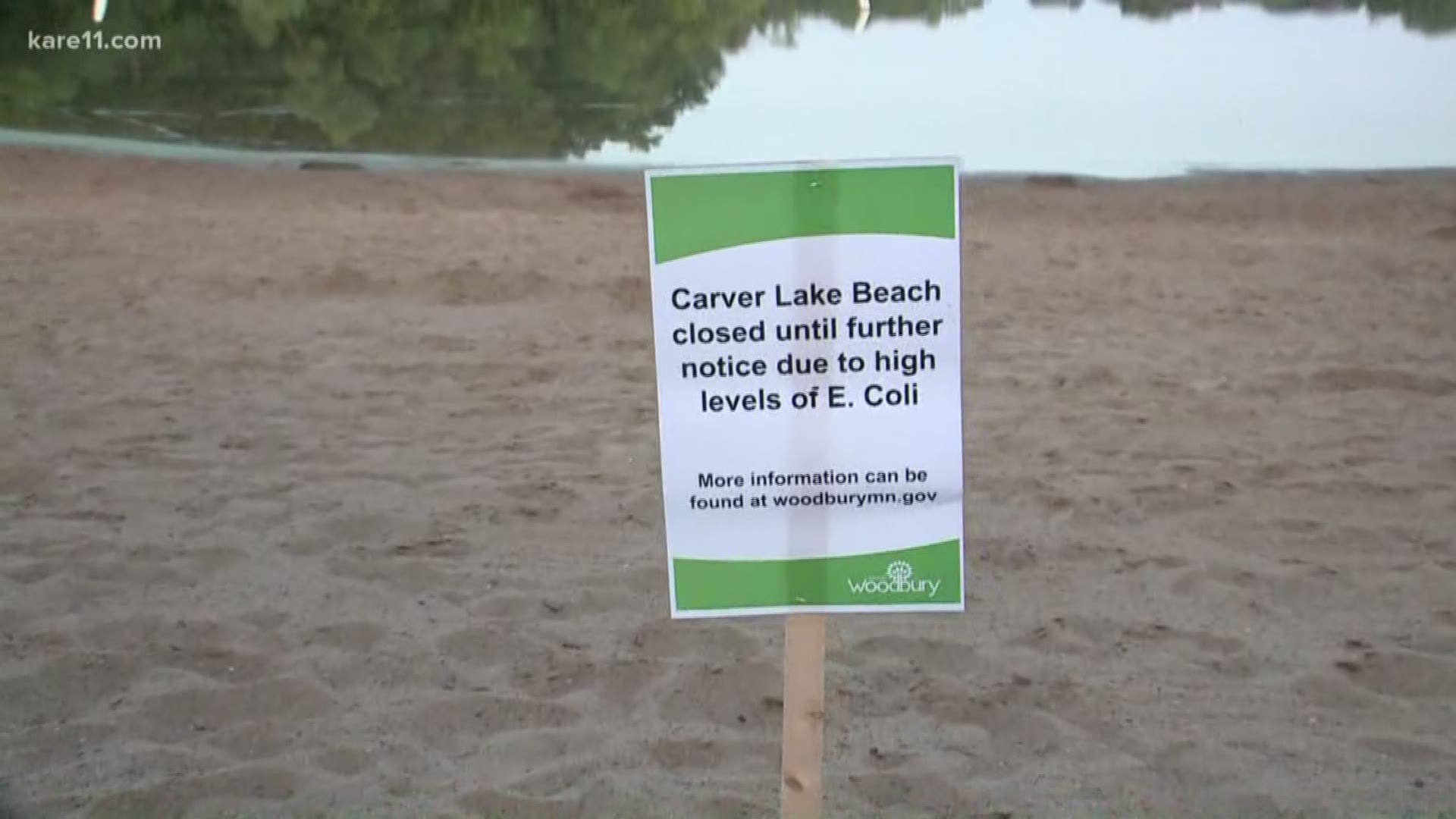 The City of Woodbury says Carver Lake Beach is closed after routine testing found E. coli in Carver Lake. https://kare11.tv/2GrIS2d