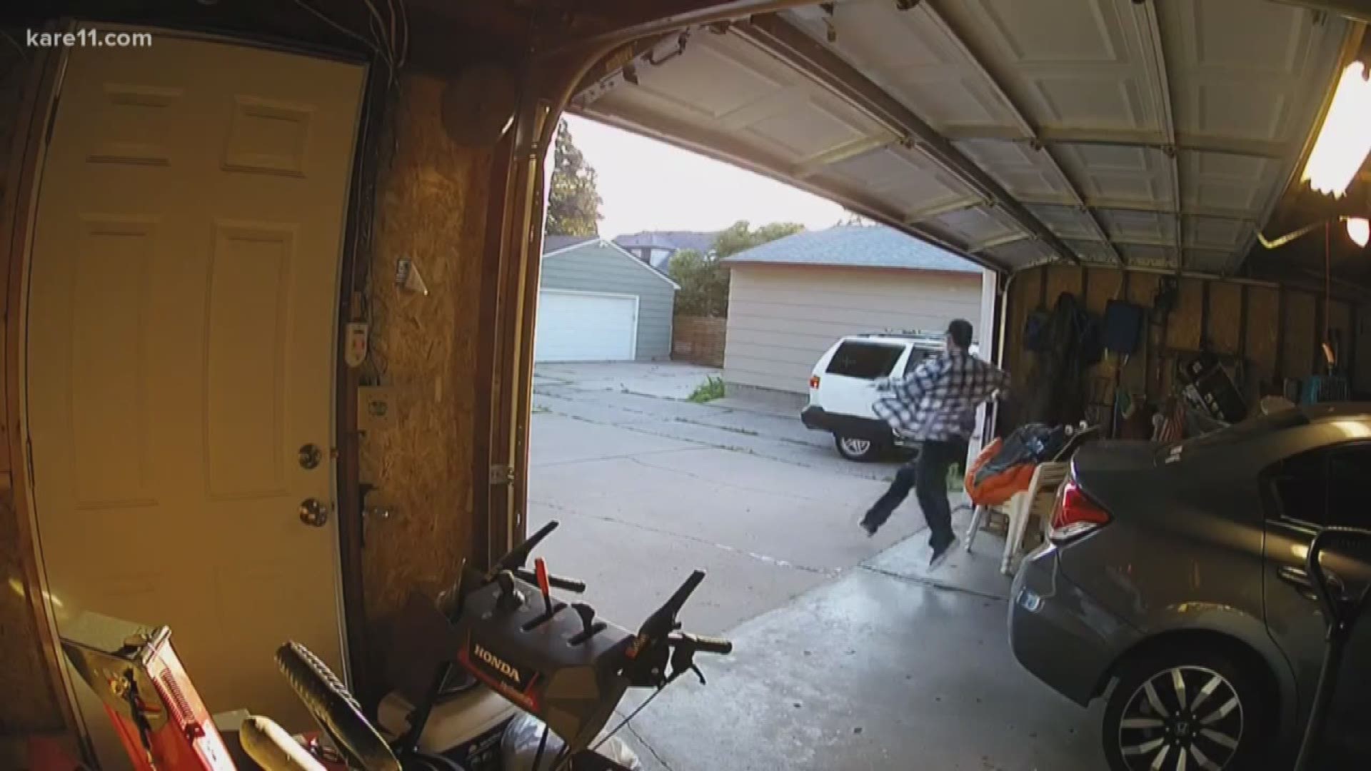 Homeowners in northeast Minneapolis caught would-be thieves breaking into their garage on almost crystal-clear security camera video...in broad daylight.