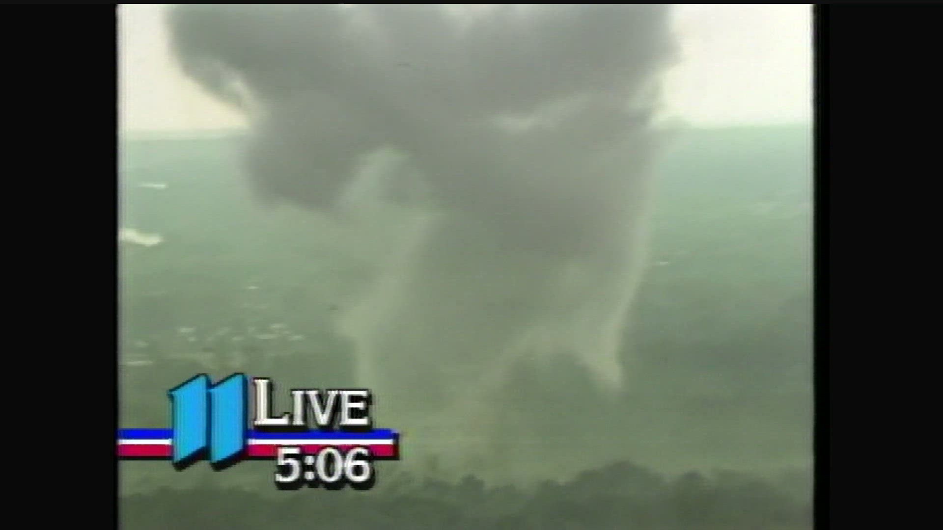 Sky 11 captured an incredible, close-up shot of the tornado from the air in Fridley.