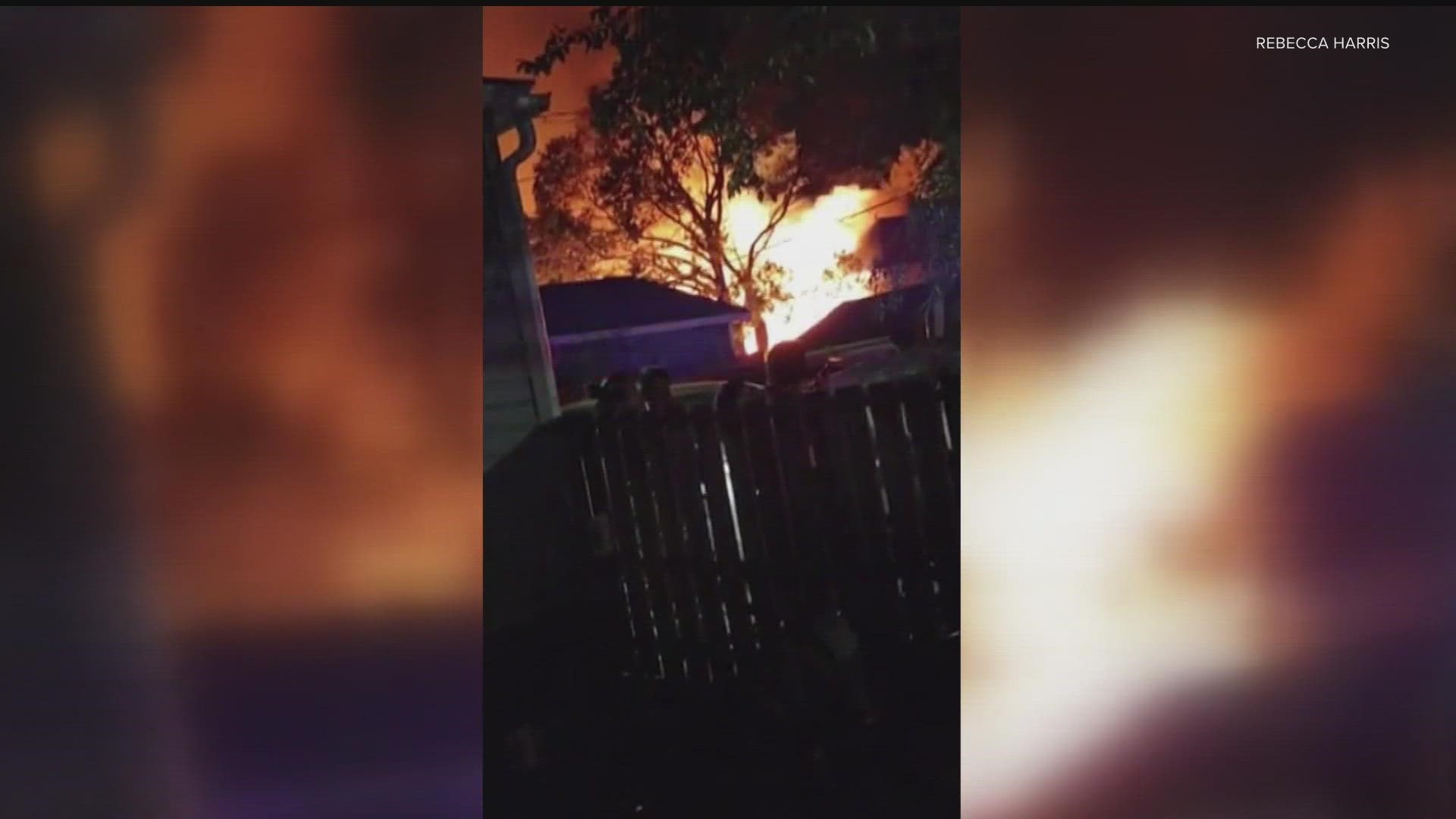 Three buildings were affected by a blaze that may have started from a vacant home.