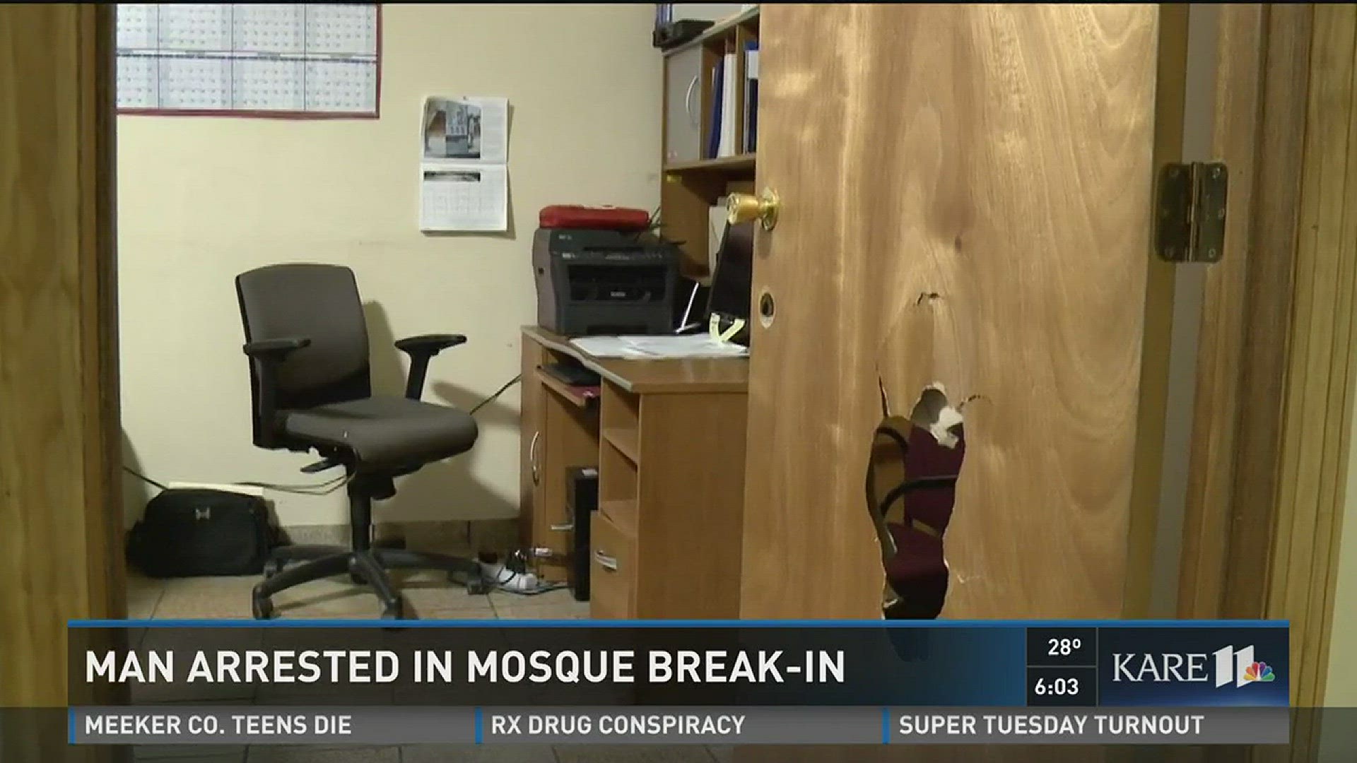 Man arrested in mosque break-in