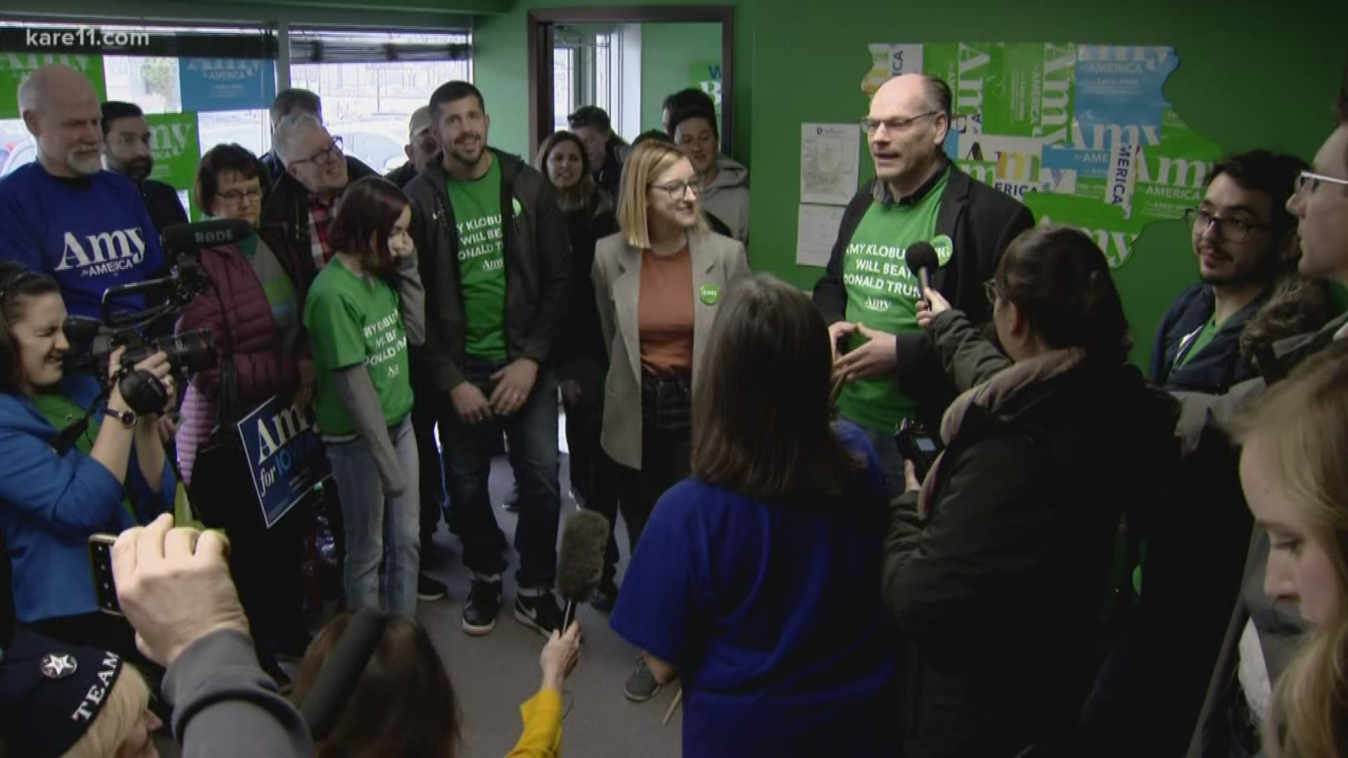 Amy Klobuchar rallied with supporters in Johnston Sunday night, and told them she had to fly back to D.C. for the impeachment trial, so it would be up to them.