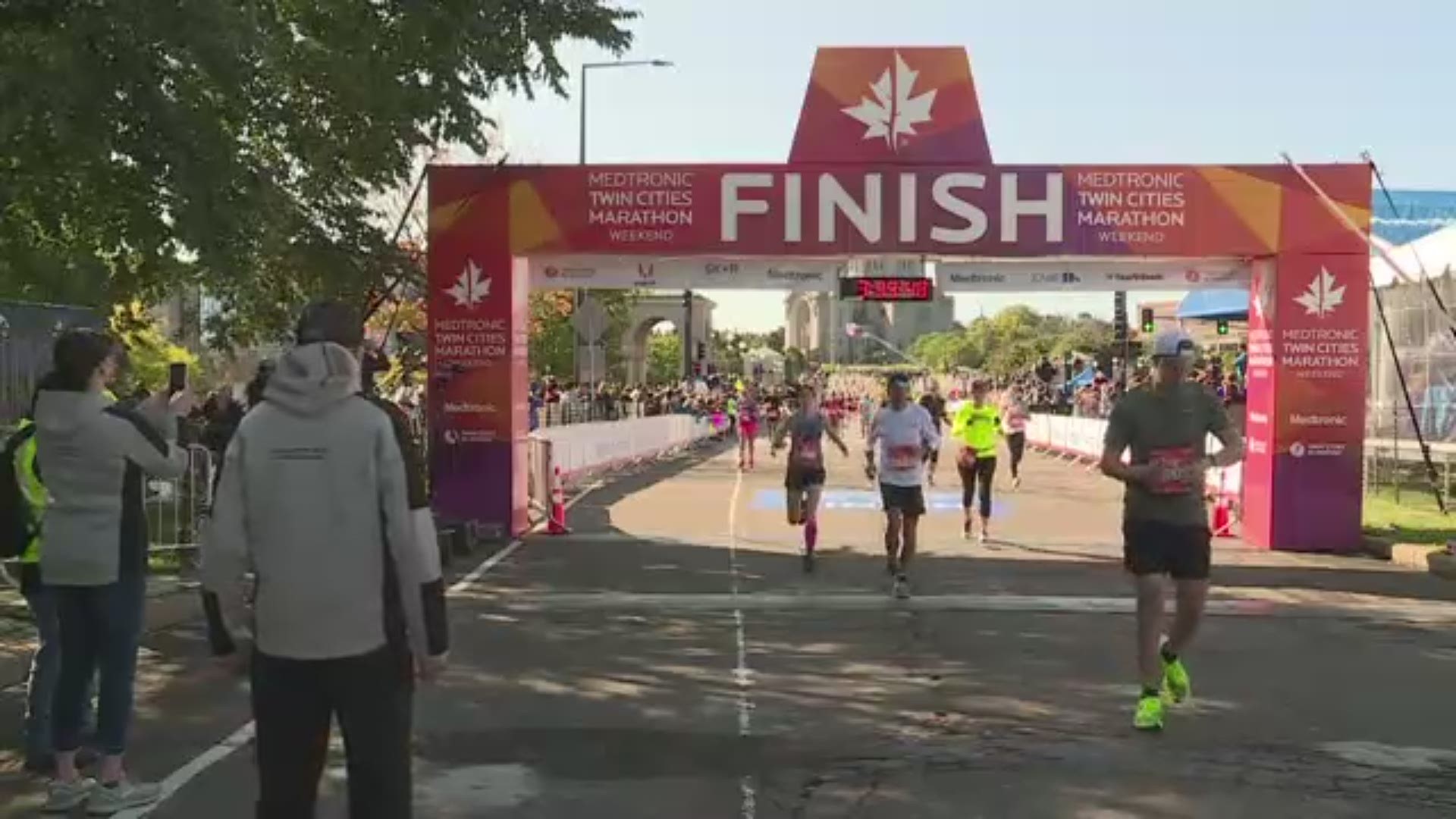 Thousands of runners competed in the Twin Cities Marathon races. Here are racers as they crossed the finish line on Sunday.