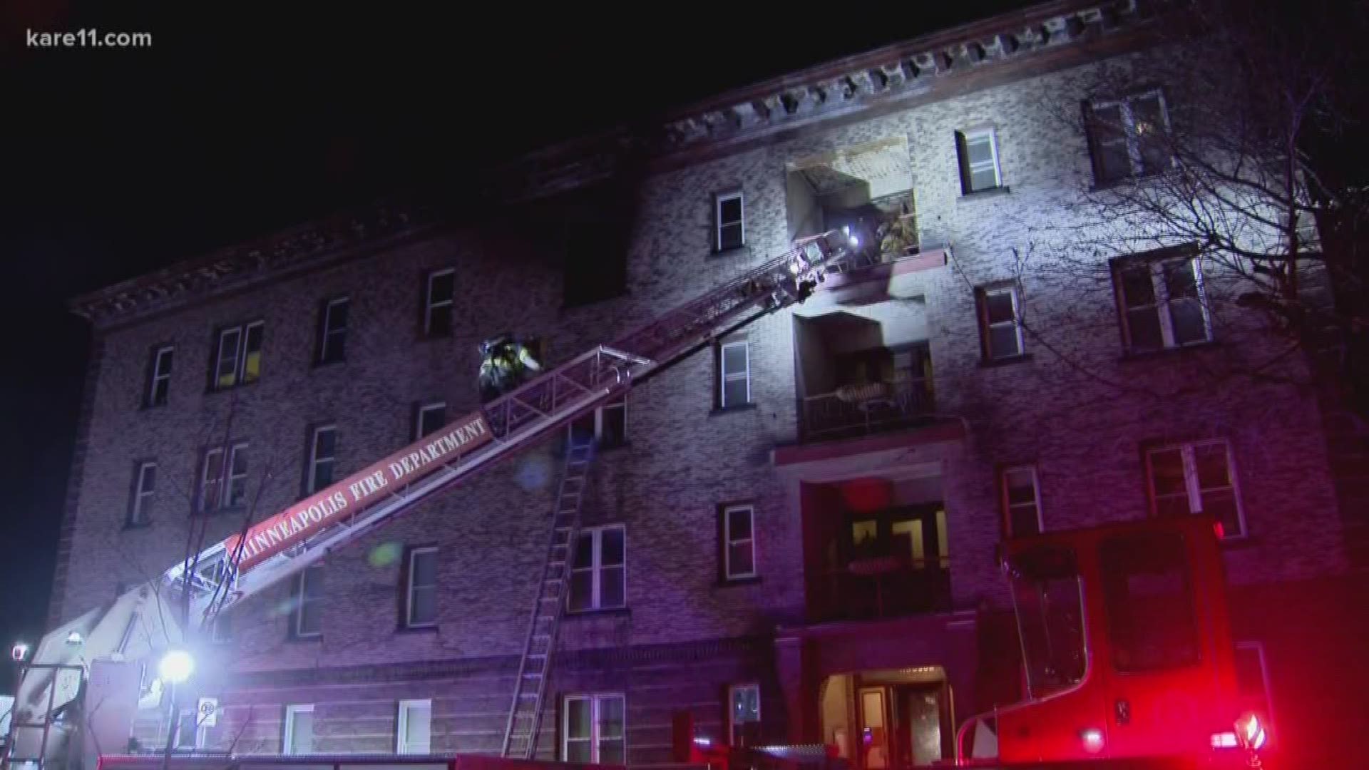 Minneapolis Fire Department says they responded to a four-story apartment fire on the 300 block of 19th St E in Minneapolis Tuesday evening.