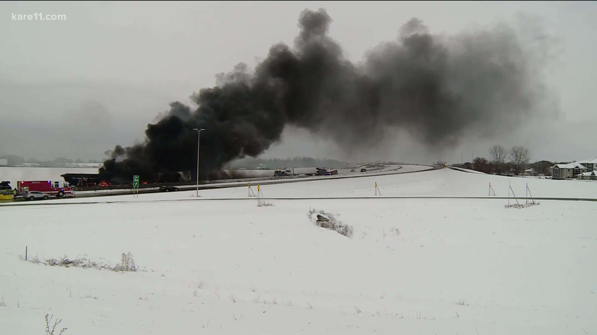 A heavy burst of snow turned into a violent crash, spreading explosions and flames on I-94 near Monticello Thursday morning