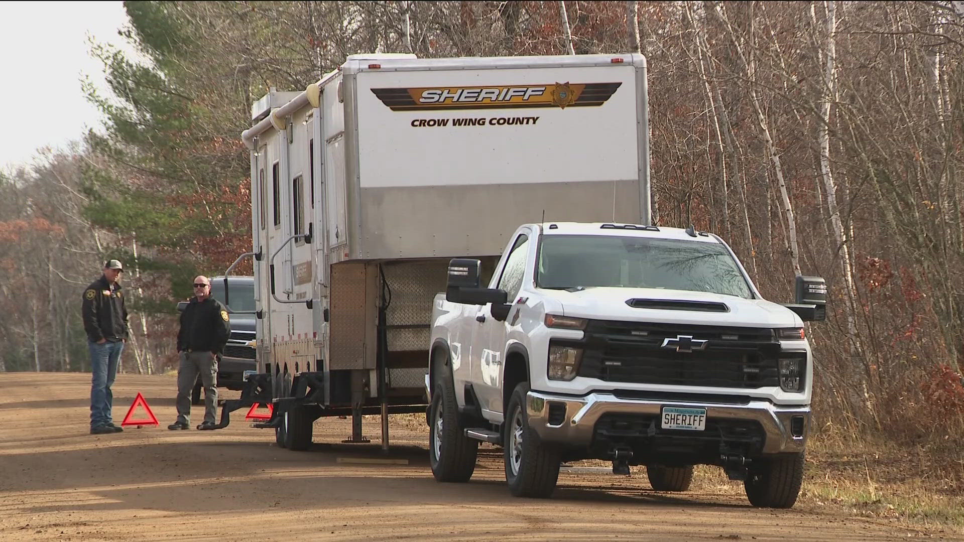 The Crow Wing County Sheriff's Office says a suspect is in custody and a 33-year-old woman and her children are safe.