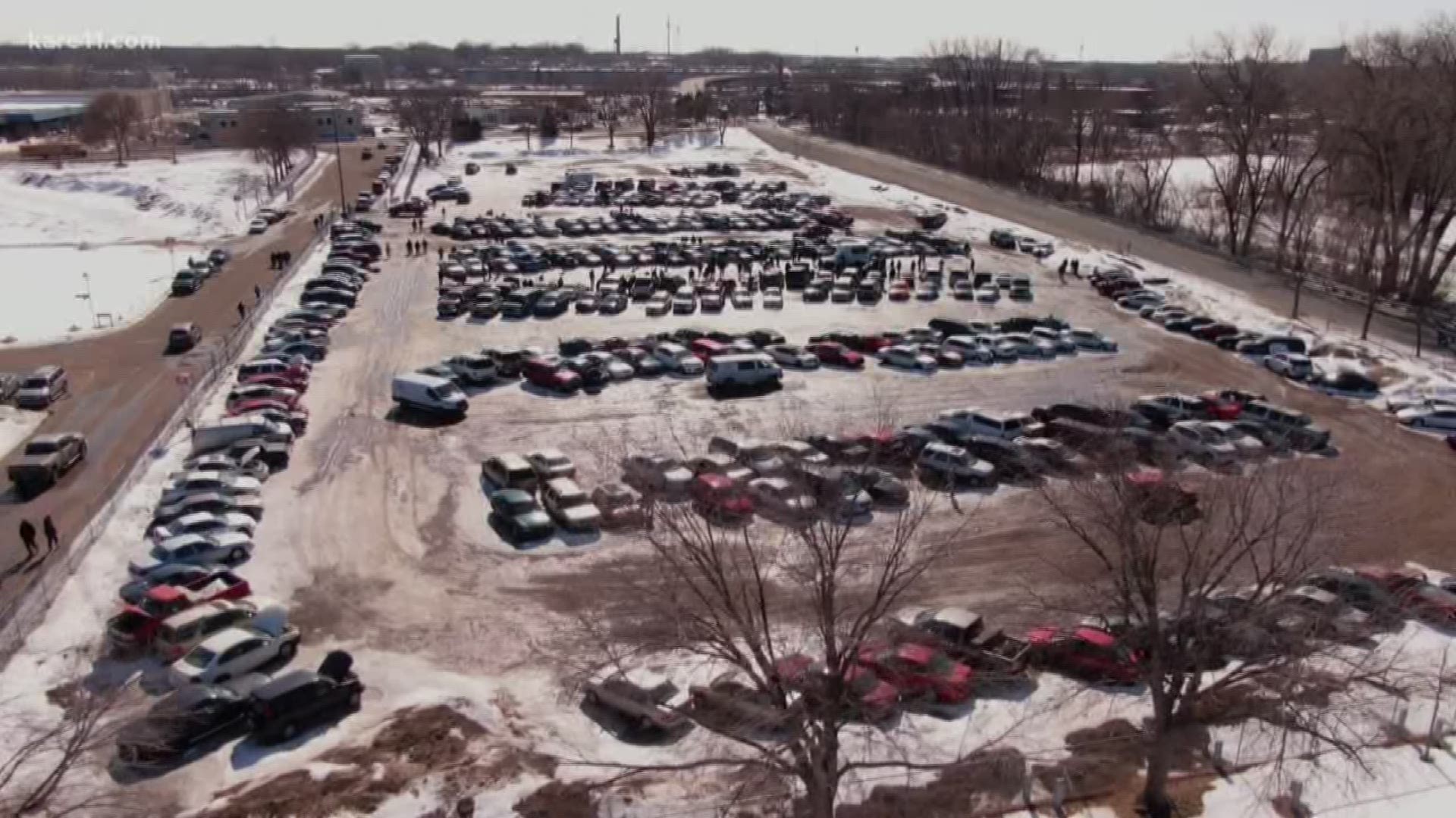 Hundreds of vehicles left unclaimed after snow emergencies in St. Paul were put up for auction Thursday.