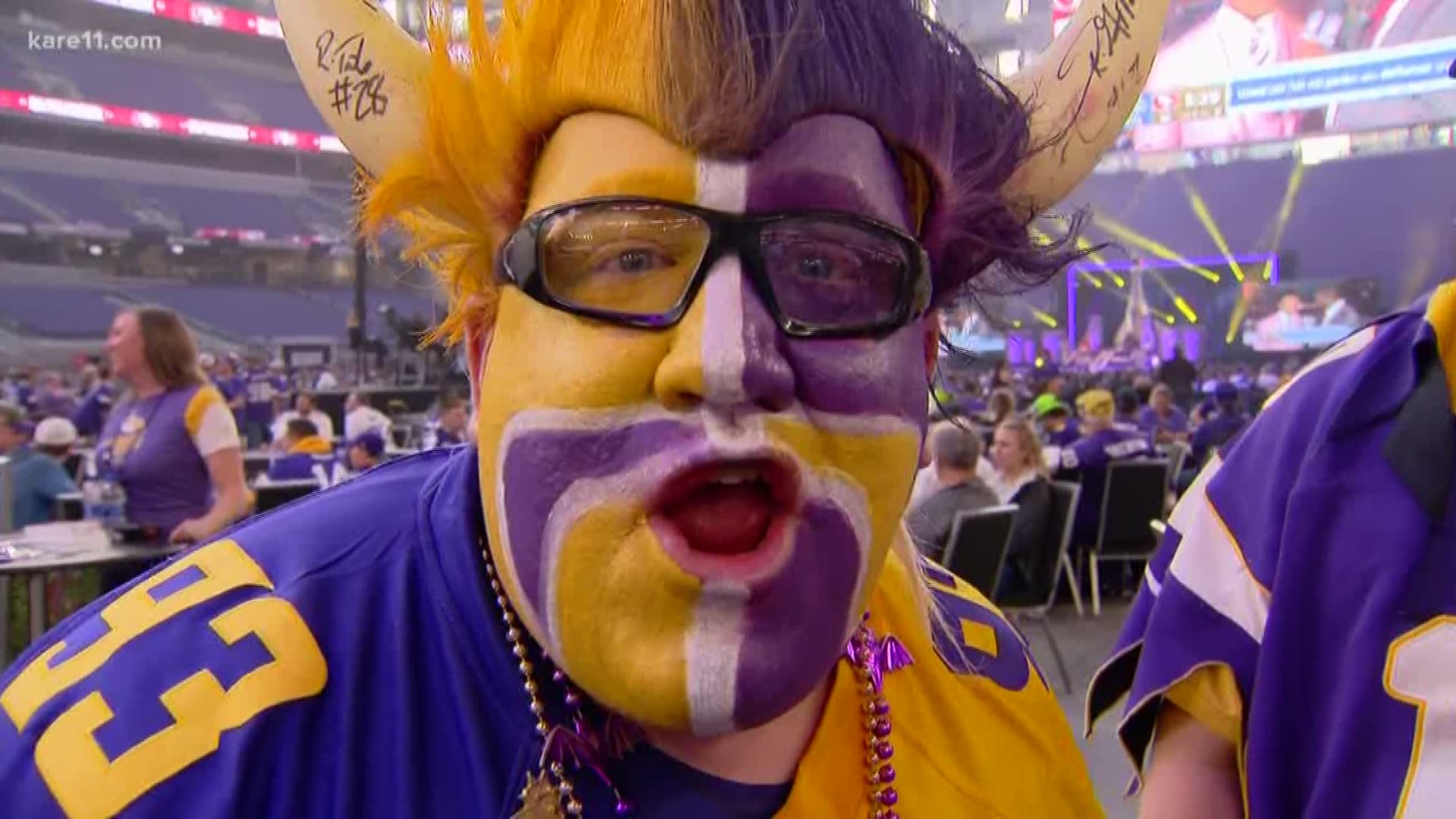 Vikings fans are the MOST devoted followers in Minnesota, so it's no surprise that things were crazy at the team's 2019 Draft Party at U.S. Bank Stadium was off the hook.