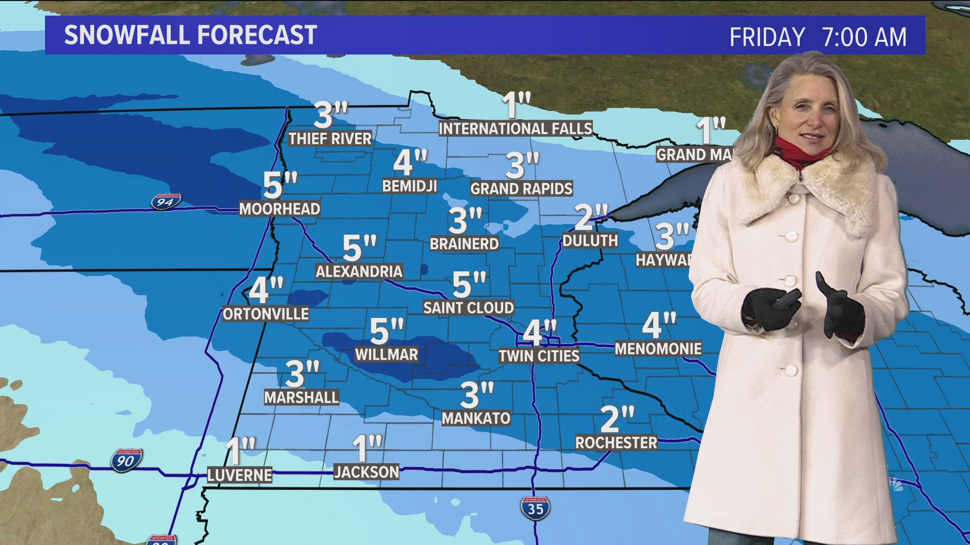 A swath of snow moves in after midnight, with a snowy morning commute in the forecast tomorrow.