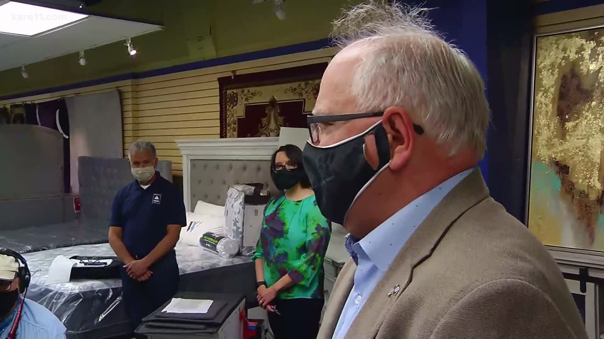 Governor Tim Walz visited some of the St. Paul businesses on University Avenue impacted by the looting and fires.