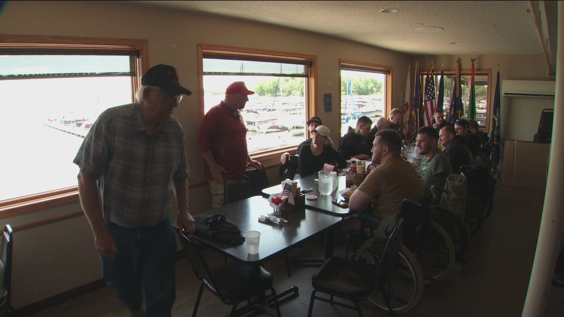 After a ride around White Bear Lake, the VFW picks up the tab for lunch.