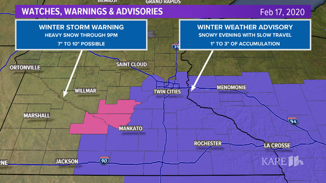 Current weather forecast in the Twin Cities