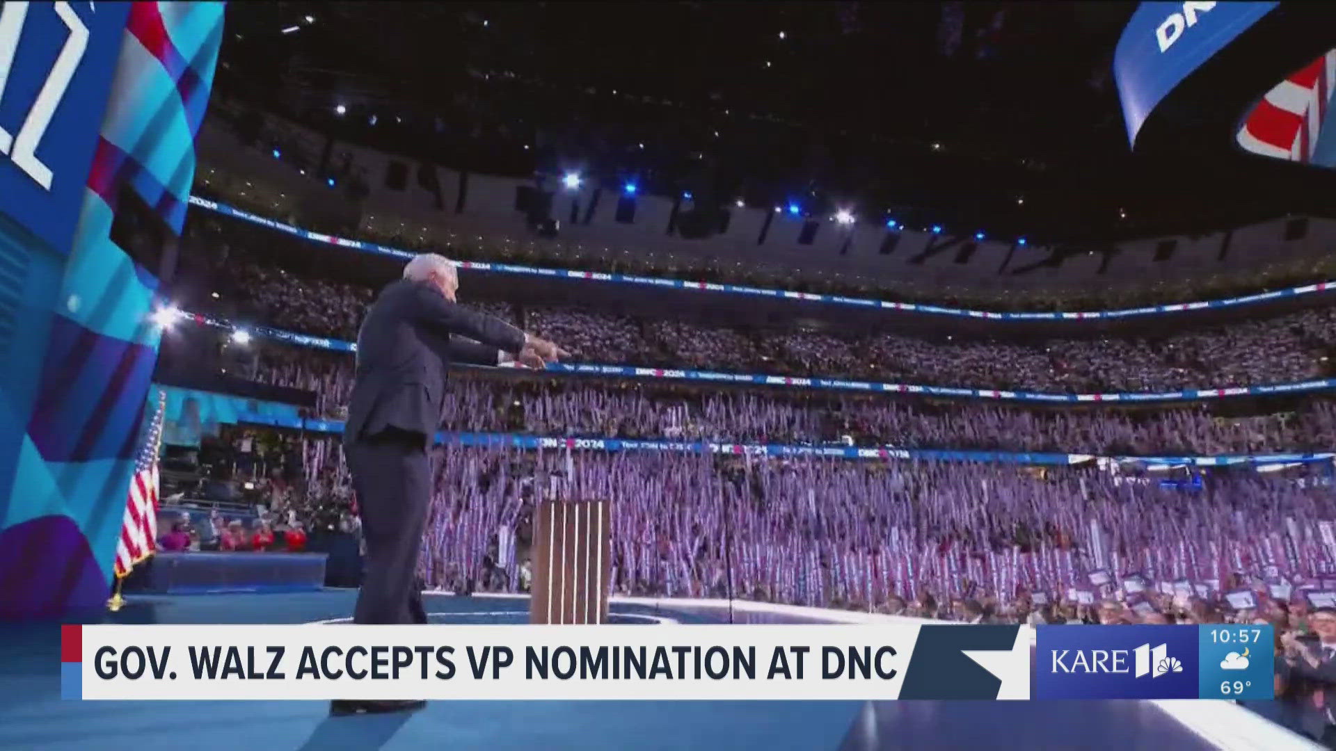 Minnesota's Governor brought energy to the United Center as he accepted the Democratic nomination for VP.