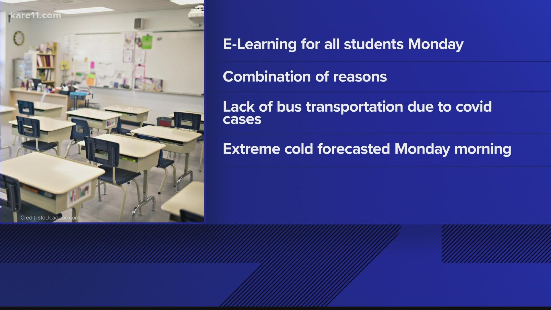 A combination of cold weather and COVID cases are keeping kids in Minneapolis home.