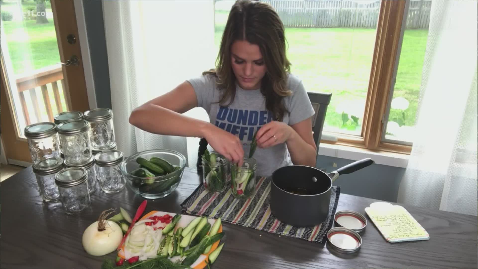 On KARE in the Kitchen, Alicia Lewis heats things up with her extremely spicy refrigerated pickles, made with little chubby cucumbers from her CSA!