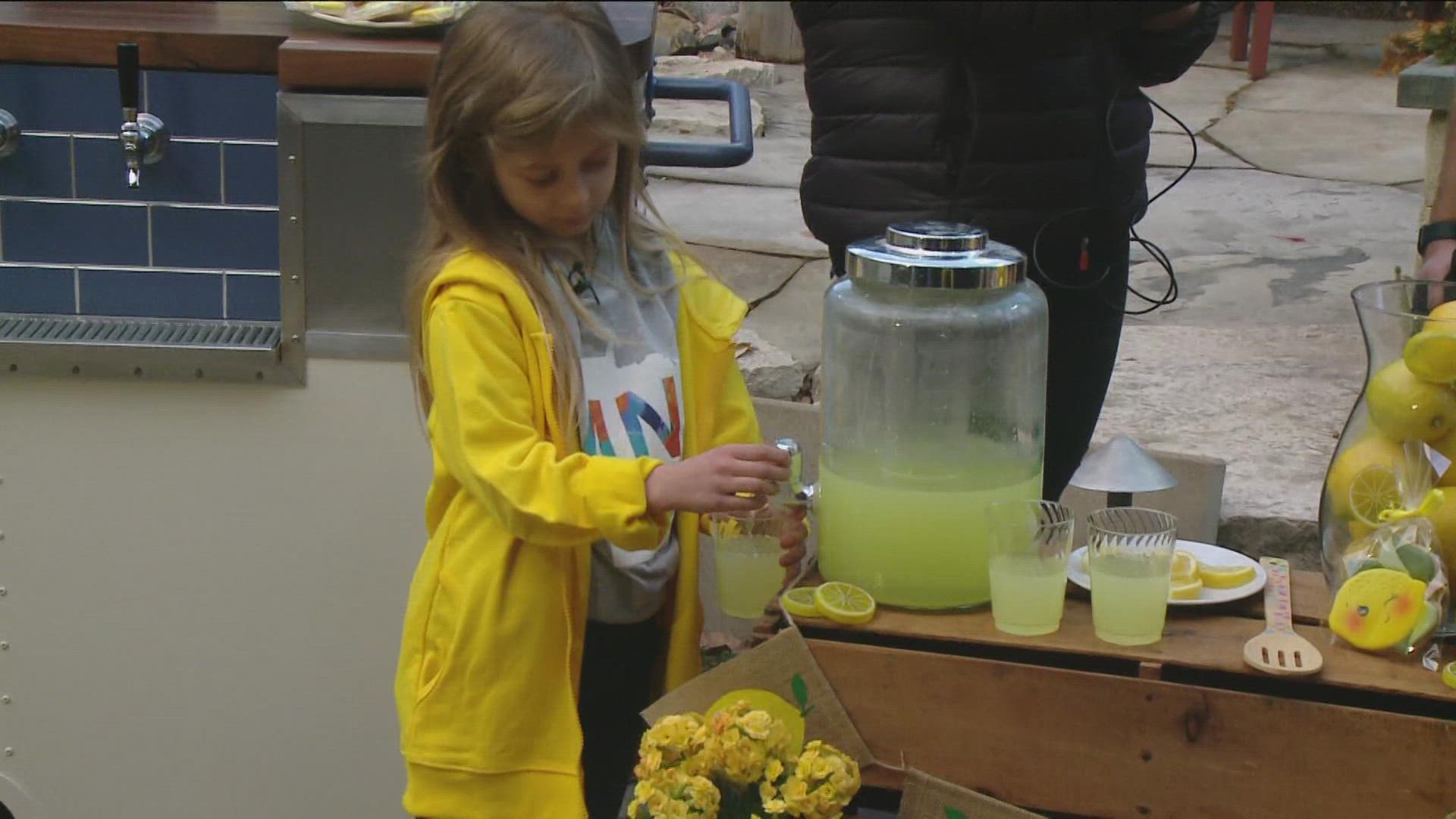 During KARE 11 Saturday, 7-year-old Brynlee, 4-year-old Emma and their dad talked about their second annual lemonade stand fundraiser.