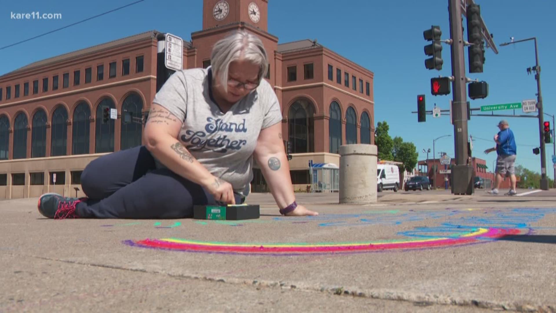 Founder Susan Montgomery leaves notes and chalk art to bring awareness to suicide prevention efforts.