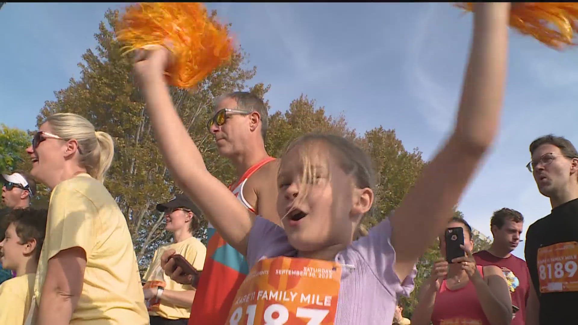 Hundreds of kids crossed the finish line, often running ahead of parents.