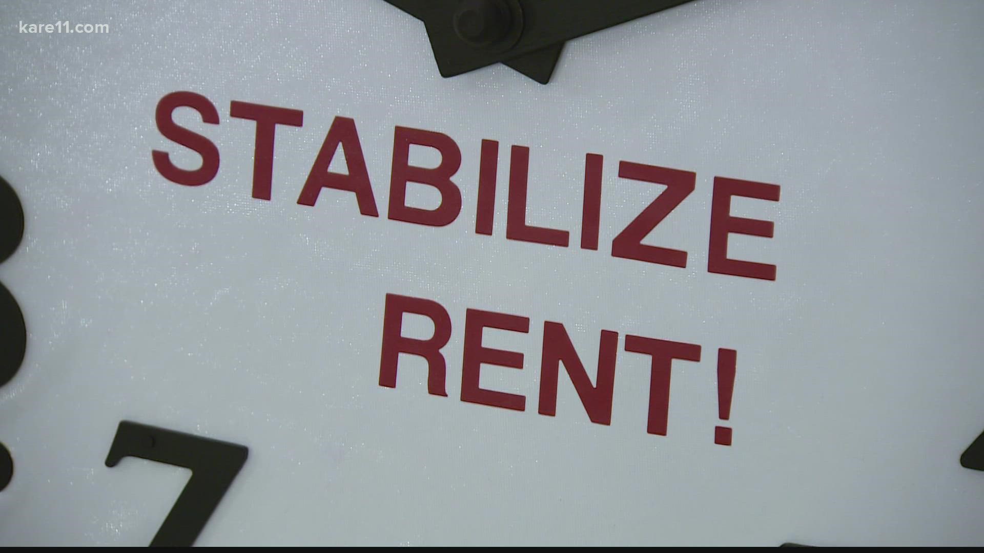 The Home to Stay Coalition rallied at City Hall Friday to talk with city leaders about implementing rent stabilization in Minneapolis, which was passed in November.