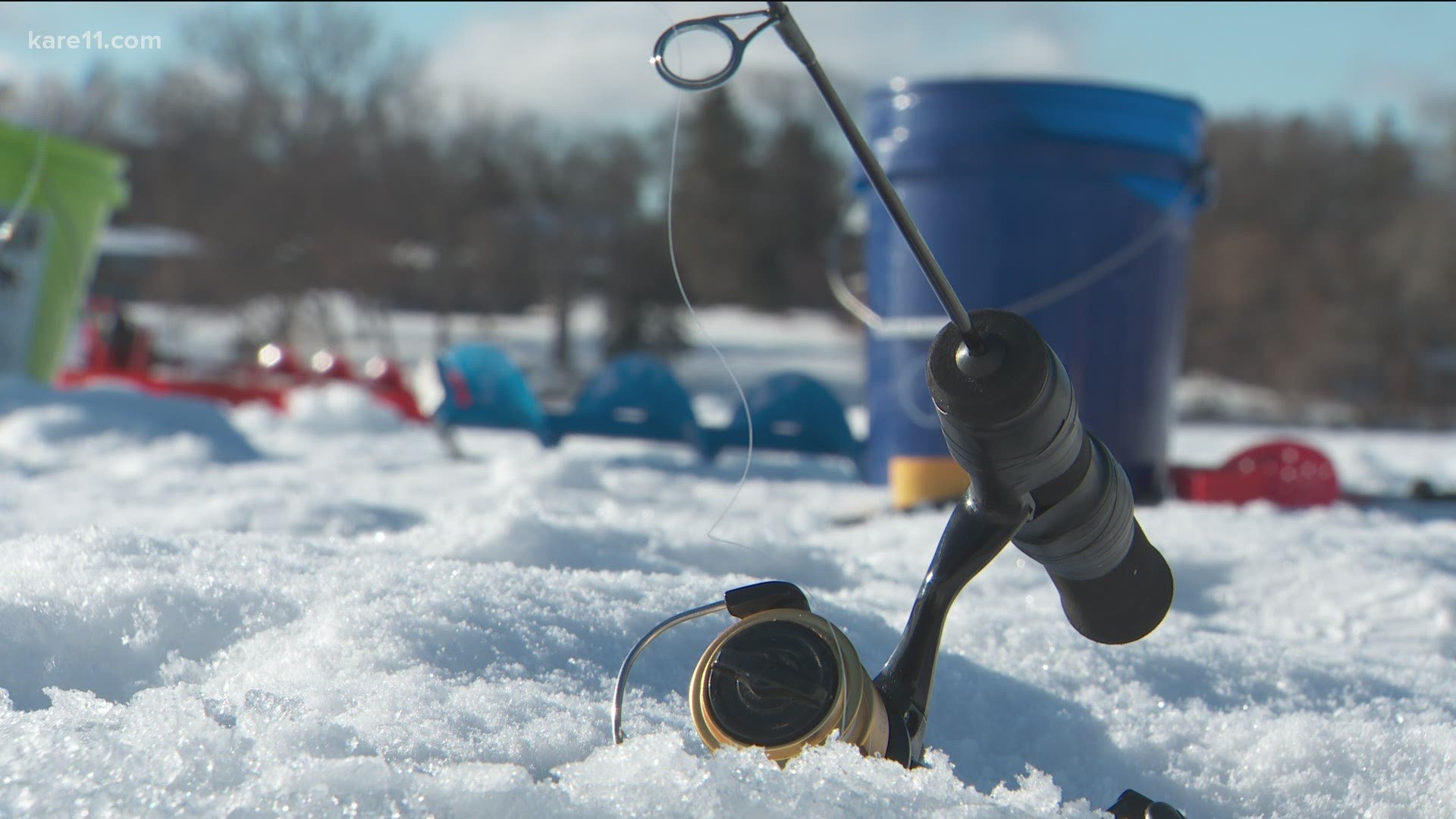 We're ice fishing on Silver Lake at Silverwood Park in New Brighton.
