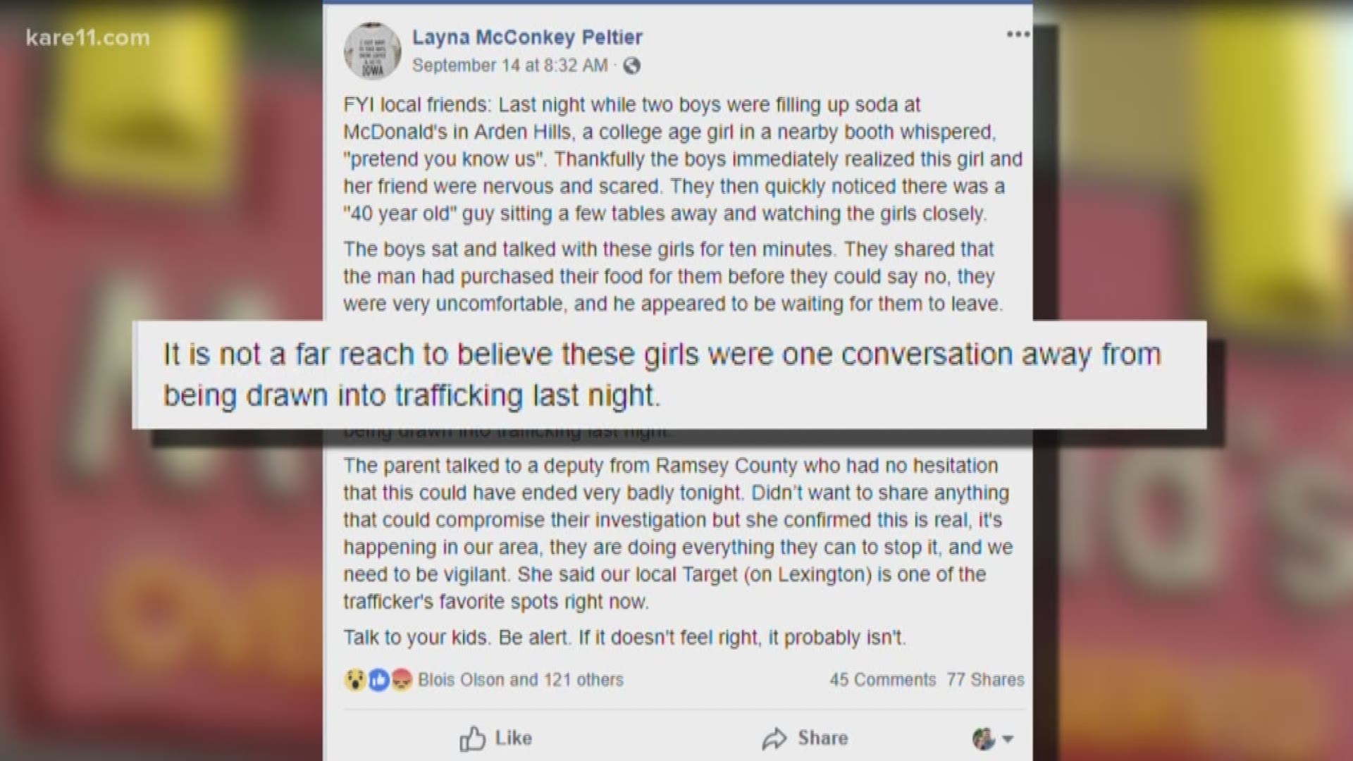 Sheriff debunks false sex trafficking Facebook posts kare11 pic picture