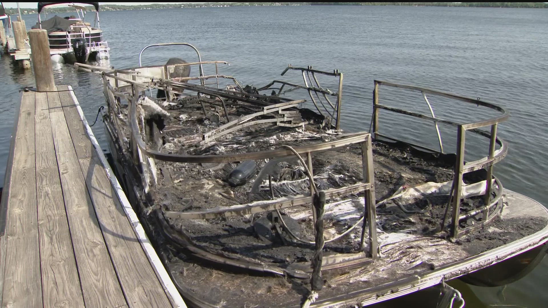 The Hennepin County Sheriff's Office said several people were seen on surveillance video lighting fireworks on the dock just before the fire started.