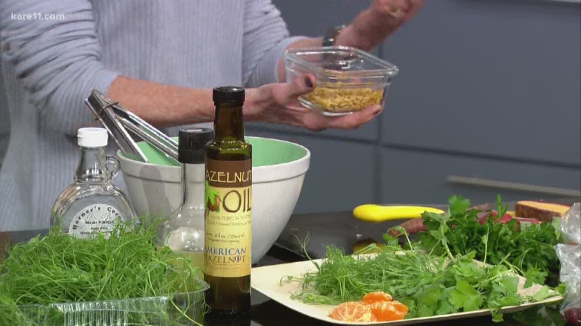 Chef Beth Dooley shows us how to make 'Rye Berry Salad with Watercress, Craisins and Walnuts.'