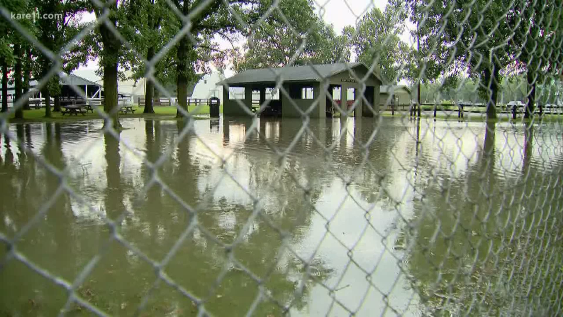 Flooding after heavy rain in the Mora area