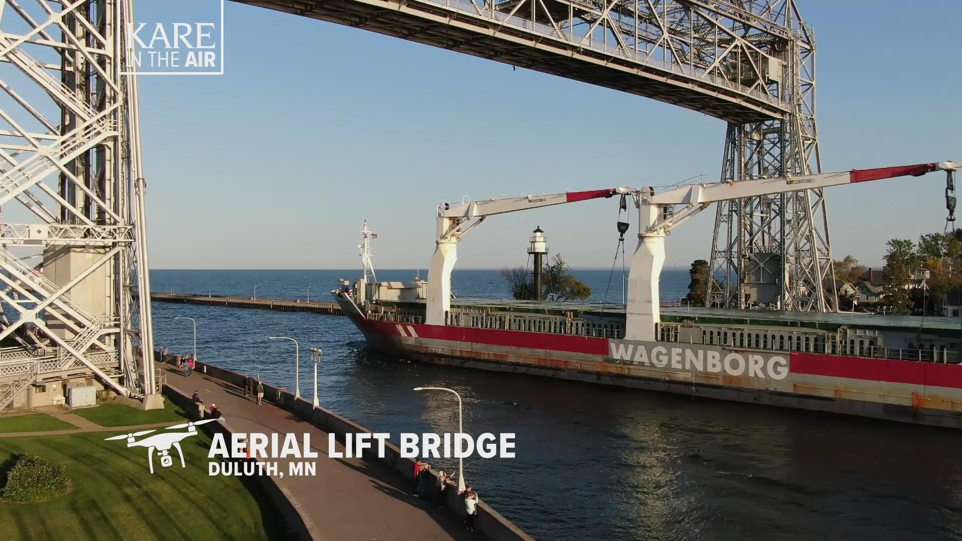 Our drone tour of Lake Superior's spectacular North Shore continues with a stop at the Duluth Aerial Lift Bridge.