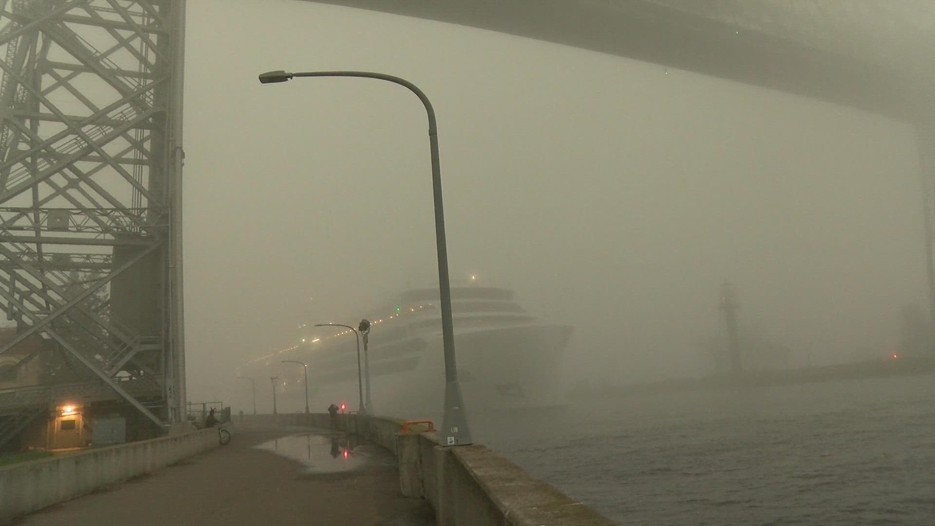 The opulent Viking Octantis cut through fog on its way under the Duluth life bridge, becoming the first cruise ship to dock at the Twin Ports in nearly 10 years.