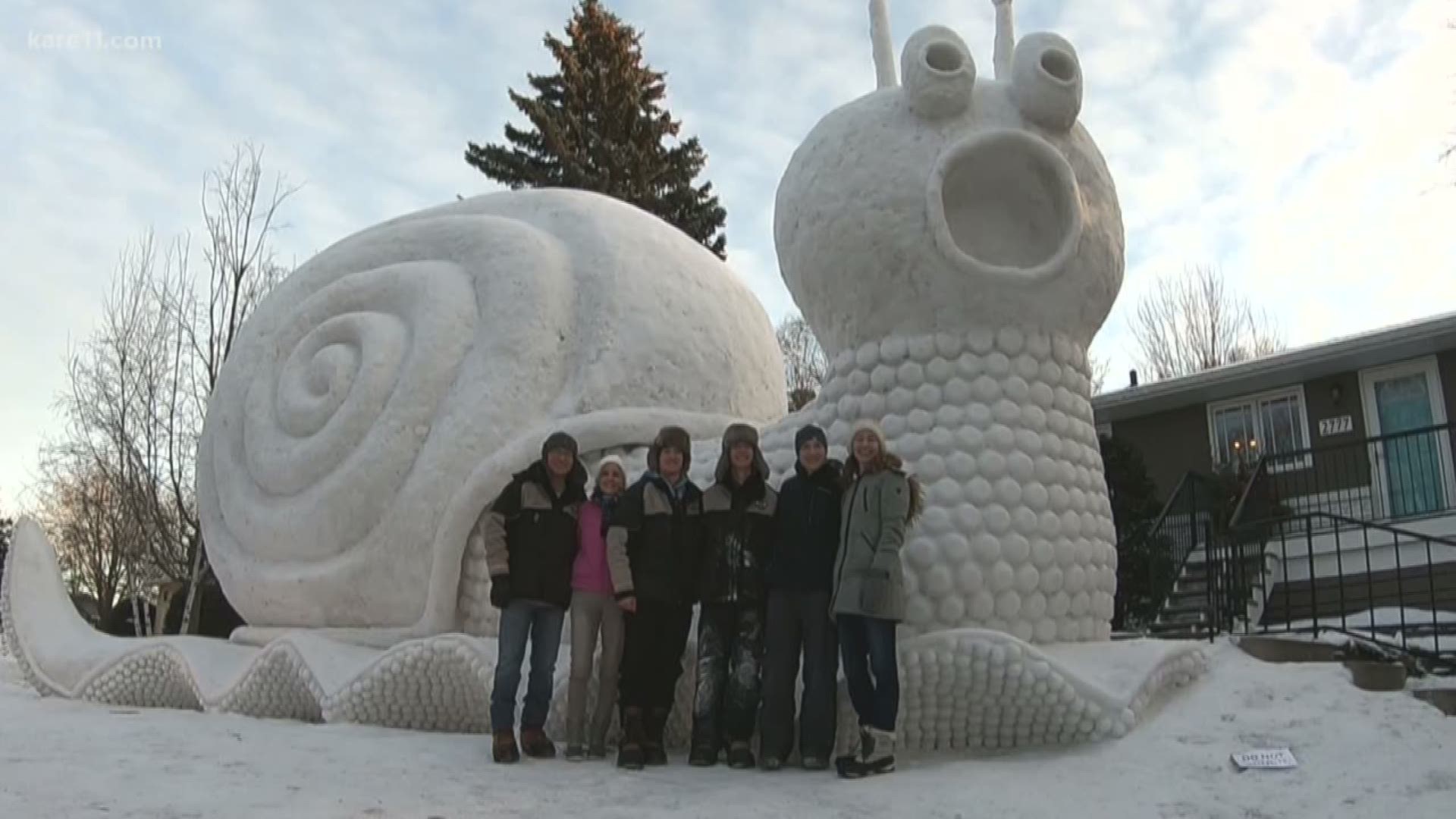 A giant snow creation in New Brighton is bigger  and better than ever this year.
A trio of brothers show off their creativity putting it together but its more than just a great photo opp
Kent Erdahl went to check it out today.