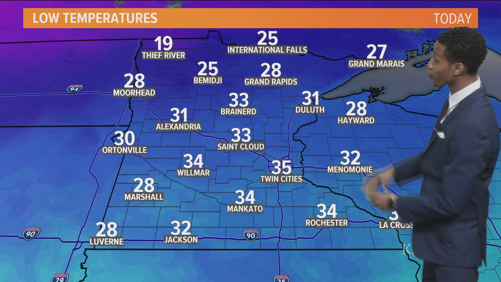 Current weather forecast in the Twin Cities