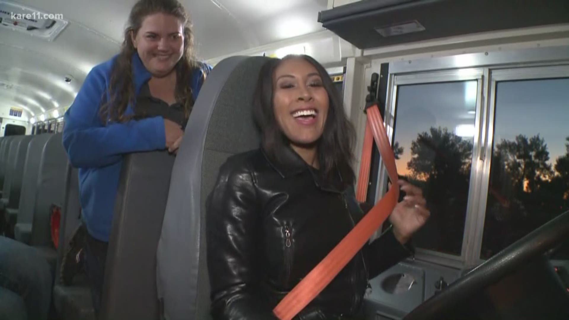 How hard is it to drive a school bus? Kiya tries it out