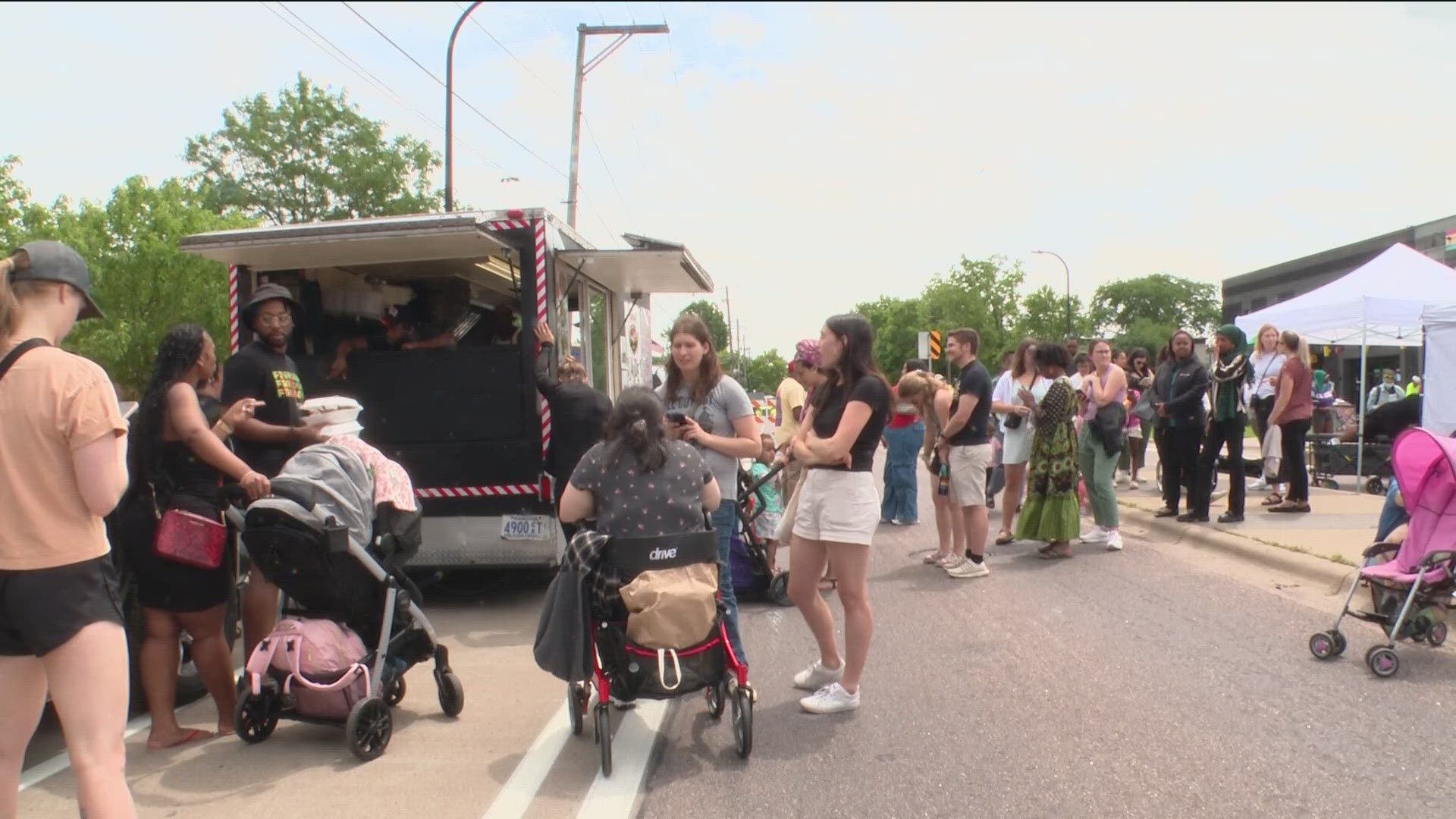 Hundreds gathered in south Minneapolis to celebrate Juneteenth with food and music.