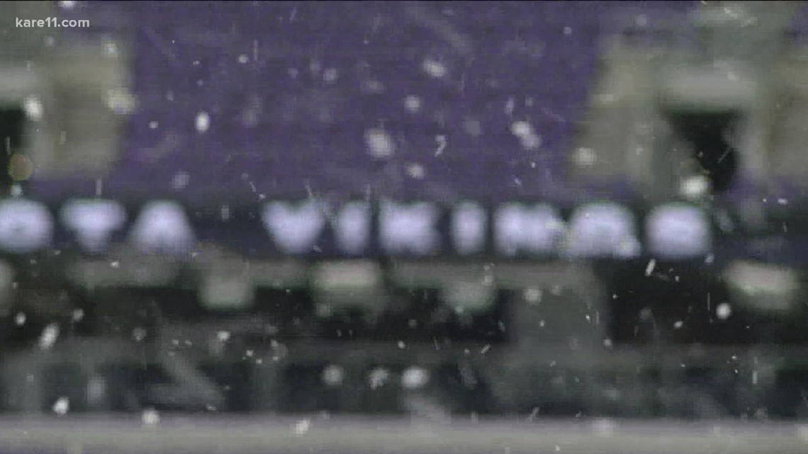 U.S. Bank Stadium Field Painted for Winter Whiteout Game