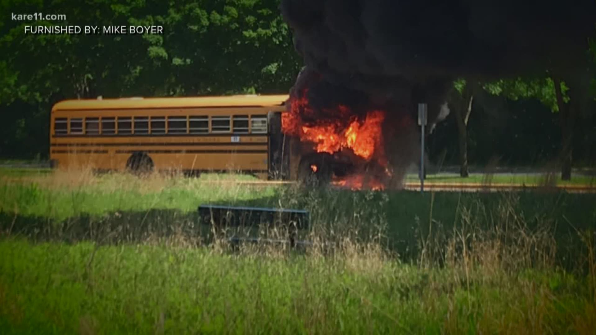Bus catches fire outside Chanhassen elementary school