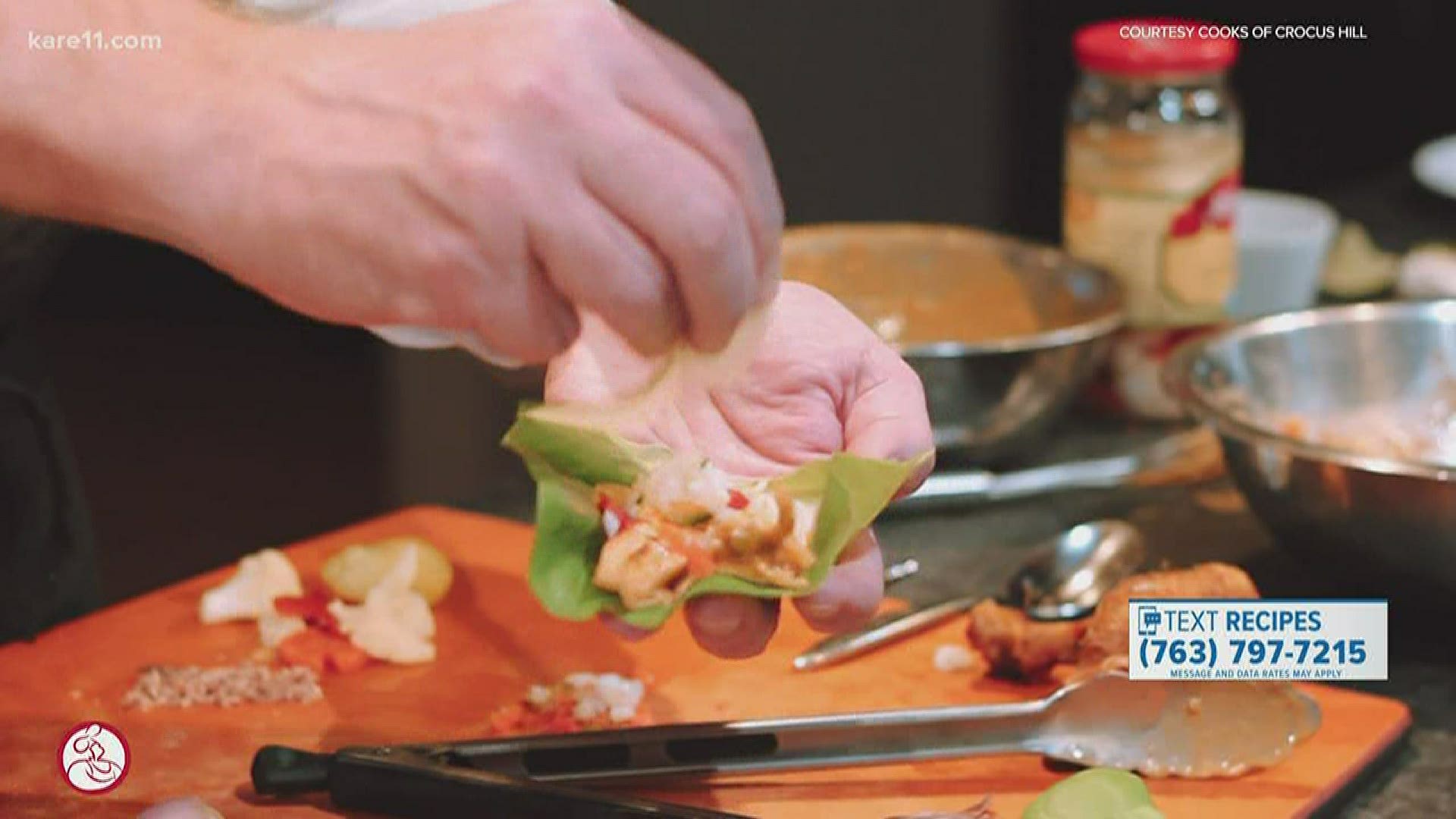 A recipe for hacked chicken lettuce cups from Cooks of Crocus Hill.
