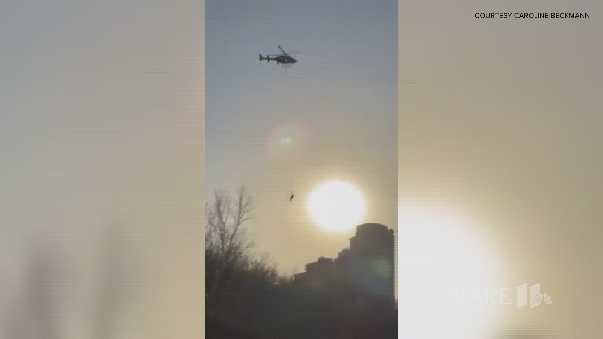 Two children were rescued by the Minnesota Air Rescue Team Wednesday after they got stuck on a large rock in the rushing Vermillion River near Hastings.