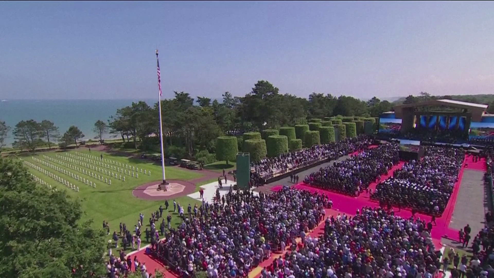 A ceremony was held Thursday at the American Cemetery in Normandy, France.