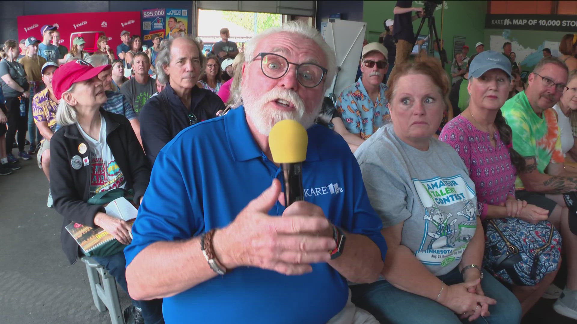 Bobby Jensen answers audience questions at the KARE 11 Barn at the Minnesota State Fair.