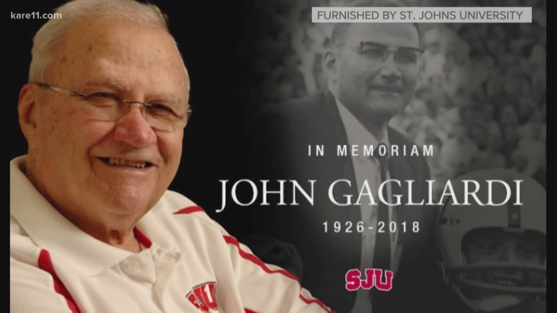 Legendary St. John's football coach John Gagliardi has passed away at the age of 91, his family announced on Facebook Sunday morning. https://kare11.tv/2EcBOrM