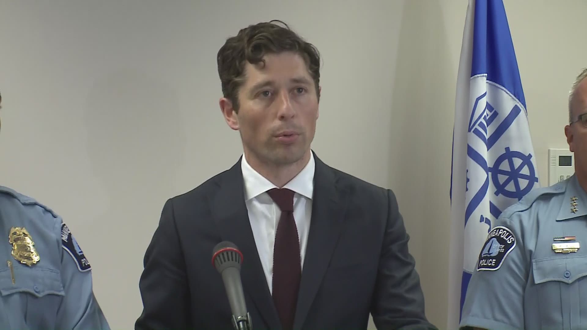 Mayor Jacob Frey and Police Chief Medaria Arradondo briefed reporters on an early morning officer-involved shooting that claimed a man's life.