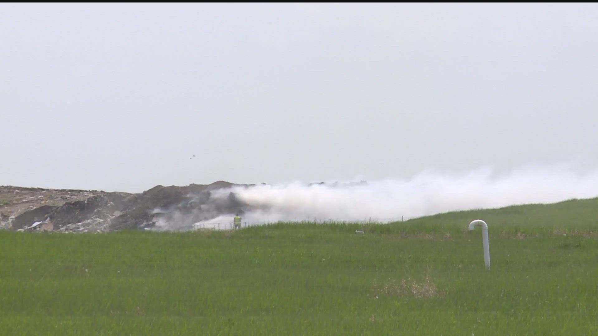 The fire at the Rice County Sanitary Landfill started on Monday and is about the size of a football field and burning 30 feet deep.