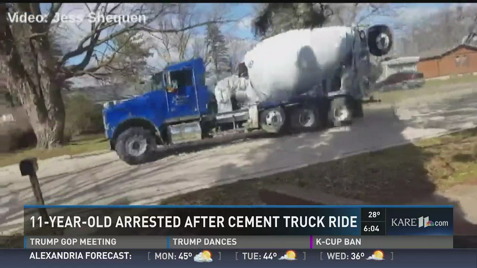 Kid steals cement truck